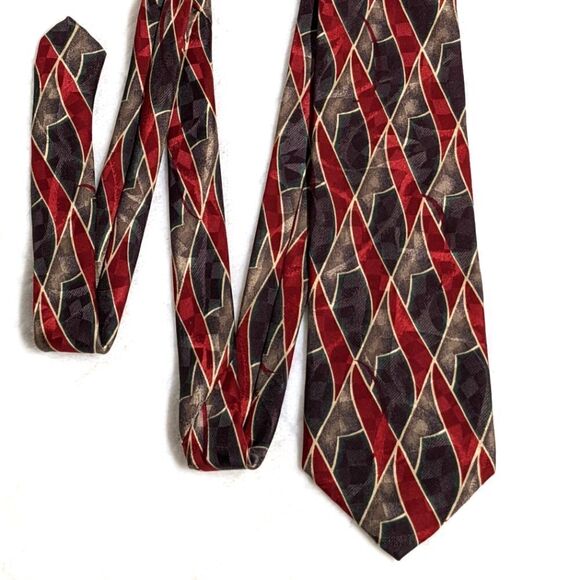 Vintage Men's 100% Silk Abstract Print Tie by Status - Picture 5 of 14